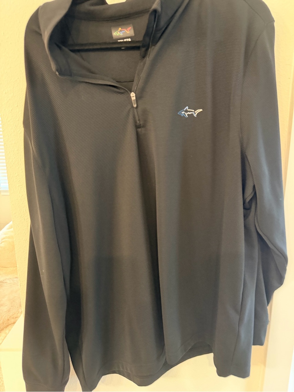 Southern Tide Black Long-Sleeve Quarter-Zip Pullover with Shark Logo